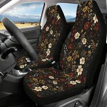 Vintage Floral Car Seat Cover Suitable For Front Seats, High Back Design, Material, Suitable For Cars, SUVs And Trucks, Women'S Car Accessories, Truck Seat Covers, Suv Seat Covers - 彩色 - 查看 2