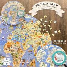 Adult and Kid-Friendly World Map Round Puzzle: A Geography Gift for Puzzle Lovers - ‎Azul - Ver 7