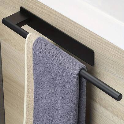 1pc Stainless Steel Towel Bar, Wall-Mounted Towel Rack, No Drilling Design, Black Or Silver Available, Easy Installation, Ideal For Kitchen, Rust-Proof, Hang Wet Towels, Perfect Christmas Gift, Ideal For Gifts And Giveaways, Kitchen Accessories