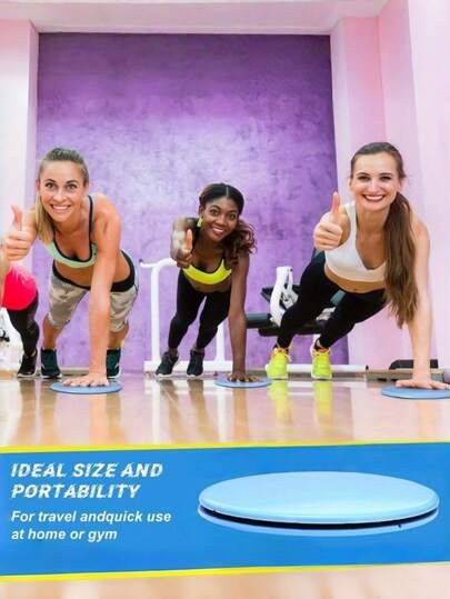 2片装普拉提滑行盘，瑜伽腹部健身脚垫雪橇腰部训练滑板，用于提臀和核心力量训练，协调性锻炼健身滑行垫圆形2片装快速健身滑板瑜伽滑行器，四季皆宜