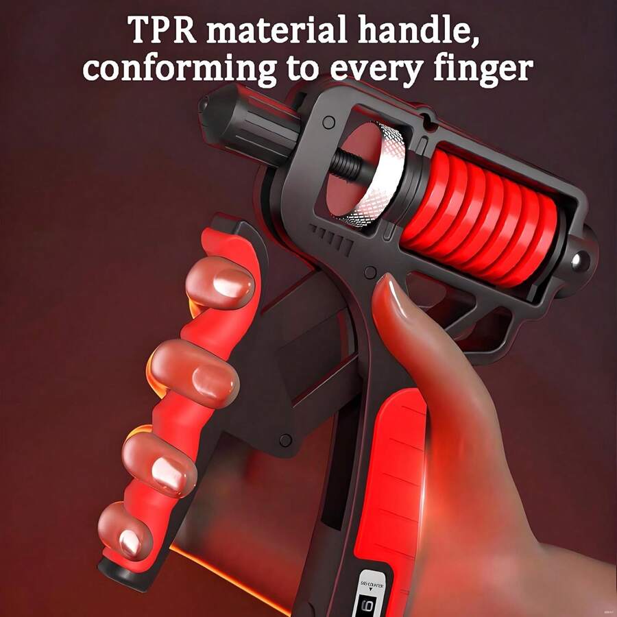 Adjustable(11–400 Lb)Counting Hand Grip Strengthener – Alloy Frame,Titanium-Plated Steel,TPR Non-Slip Handles,Back To School Season,Finger Strength Training,Hammerhead Design Doubles As A Safety Hammer,Valentine's Day,Gym,Exercise - Đỏ - Xem 1