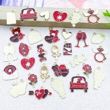 30个合金珐琅情人节粉红色红色系列吊坠，可用于制作DIY耳环、手链、项链等饰品，款式多样。 - 情人節 - 查看 7