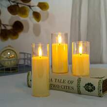 3 chiếc đèn nến LED, đèn nến không lửa chạy bằng pin, nhấp nháy, trông như thật, thích hợp trang trí tiệc, hình dạng dẹt như viên đạn, phù hợp cho các dịp lễ, đám cưới, đèn nến nhấp nháy không lửa, chạy bằng pin, trang trí tiệc sinh nhật. - Trắng - Xem 8