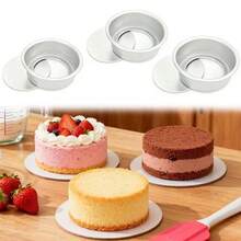 1pc/4PCS/6PCS, Mini Aluminum 4-Inch Round Cake Mold, Removable Bottom, Easy Release And Scratch-Resistant Surface – Ideal For Weddings, Holidays, And Home Baking Tools, Christmas And Valentine's Day Baking Molds. - Multicolor - View 11