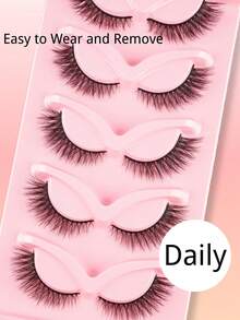 5 Pairs Luxurious Fluffy Strip Lashes, 3D Faux Mink False Eyelashes, Thick & Wispy Cat Eye Lashes, Soft Lightweight Reusable False Lashes, Natural To Dramatic Eye Makeup Look, Suitable For Daily Wear, Wedding, Party, Christmas, Halloween, Valentine's Day And Thanksgiving, Fluffy Fake Eyelashes Strip Lashes, Lashes, Eyelashes, Fake Lashes - Criss Cross lashes - View 8