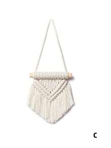 1/3 món đồ trang trí treo tường mini đan thủ công, có tua rua, phong cách Boho, trang trí nhà cửa, căn hộ, phòng ngủ. - Màu be - Xem 11