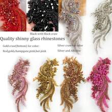 1 Pair Luxury Handmade Diamond Pearl Embroidered Floral Applique, Suitable For Evening Gowns, Wedding Dresses, Dance Costumes, Suits, Sparkling And Dazzling, Easy To Sew Or Glue - White Transparent Beads - View 5