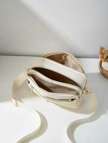 Fashionable Quilted Crossbody Bag Multi-Layer Shoulder Bag For Women - Beige - View 6