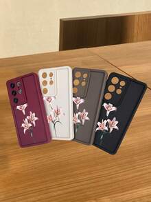 1pc Elegant Pink Lily Floral Pattern Phone Case Vintage Botanical Flower Design For Wedding Party New Year Flower Lover Compatible With Samsung Galaxy S26Ultra S26Plus S26 S25 S24FE S24 S23 S22 S21FE S21Ultra Plus Note20 Note20Ultra A13 A14 A15 A16 A17 A33 A34 A35 A36 A52 A53 A54 Case - 黑色 - 查看 3