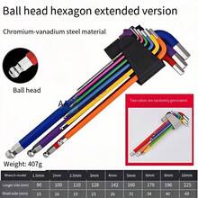 9pcs Colorful Mirror Hexagon Wrench Set, High Hardness Hex Screwdriver Combination