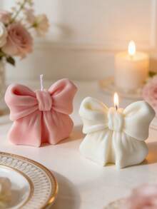 1pc Bow-Shaped Scented Candle, Long-Lasting Fragrance, Gift For Women, Home Decor, Aromatherapy, Suitable For Bedroom, DIY Gift. Also Applicable For Home Decoration, Fireplace, Living Room, Center Decor, Office, Valentine's Day Gift, Candle Set, Scented Candle, Friend Gift, Gift For Her. - Multicolor - View 2