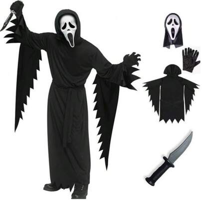 Karnevalskostüm für Herren: Scream Geistergesicht Filmfigur Kostüm für Veranstaltungen, Partys und Spaß