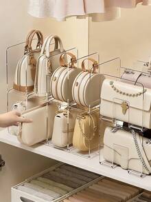 4pcs Transparent Wardrobe Storage Bags With Handles, Detachable Shelf Organizers For Bedroom, Bathroom, Office, Practical Book Shelf L-Shaped Storage Rack, Space Saving, Can Be Used As Car Storage Box, Drawer Organizer, Suitable For Small Handbags, Clothing Storage Such As Sweaters, Socks, Pants, Jeans, Underwear - Clear - View 2