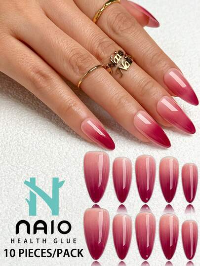 NAIO 10 Pcs Handmade Press On Nail Set Almond-Shaped, Y2K Baddie-Style Press-On Nails, Featuring Red, Blue, Black And Gold, With French Edges, Decorated With 3D Jewelry, Pearls, Crosses, Golden Steel Beads, Rhinestones And 3D Angels. Gel Nails. They Are Perfect For Women And Girls' Daily Makeup, And Also Suitable For Parties, Ceremonies And Other Occasions. The Accompanying Tool Set Is An Excellent Gift For Women And Girls. Nail Supplies