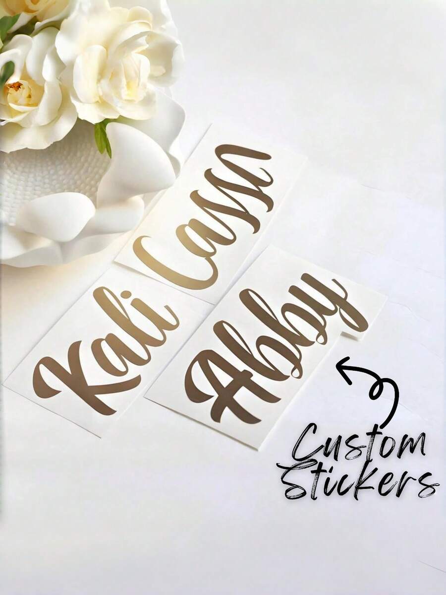 1pc Customizable Personalized Name Label Sticker, Size 3-6 Inches, Name Sticker, Customized Sticker, Name Sticker, Date Sticker, DIY Gift, Handmade, Handwritten, Wedding Sticker, Gift Sticker. Customizable Holographic Name Sticker Suitable For Water Bottles, Lunch Boxes, Personal Items, Glass, Cups, Scrolls, Balloons, Calligraphy Stickers, Gift Box Decorations, Multi-Functional