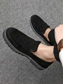 男士乐福鞋、莫卡辛鞋、休闲鞋、一脚蹬船鞋、宽松鞋、皮鞋、软底帆布船鞋、平底鞋、男鞋、黑色正装鞋 - 黑色 - 查看 6