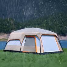 Senmeo 4-6 Person Automatic Quick Opening And Closing Camp Tent ,Double Layers Oversize 2 Rooms,Thickened Rainproof ,Outdoor Family Camp Tour Equipment - Beige - View 7