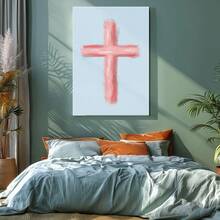 1pc Cross Wall Art, Easter Decor, Minimalist Framed Wall Art, Wrapped Canvas Poster Vintage Prints, Cross, Leaves, Plant - Minimalist, Minimalist, Modern, Simple Style, Home Living Room Bedroom Ofice Wall Decor, Birthday Party Decor, Hanging Hardware Included - Wrapped Framed Canvas, Vertical - Lienzo enmarcado - Ver 7