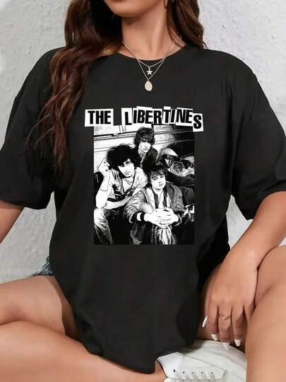 100% Cotton The Libertines Band Photo Print Design Round Neck Short Sleeve T-Shirt Women's Men's Fashion Summer Tops Printing Graphic Tee