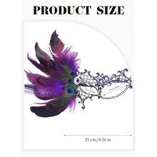 Halloween Masquerade Masks For Women - 2025 Peacock Feather Lace Mask 1920s Venetian Eyemask For Party - 黑紫色 - 查看 5