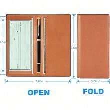 Premium Leather Checkbook Cover For Men And Women Checkbook Holder Wallet RFID Blocking - 布朗上 - 查看 4