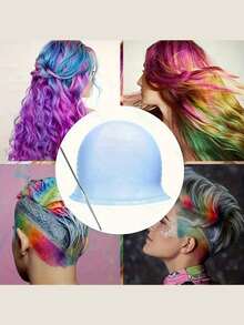 2 peças/Conjunto Touca de Tintura de Cabelo + Agulha de Realce - Ferramentas de Tintura de Cabelo em Casa, Touca de Coloração, Touca de Realce com Agulha de Realce - Multicolorido - Visão 7