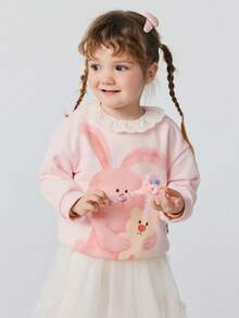 mini bala 2件装婴儿男女通用柔软舒适卫衣，可爱动物图案，2026年春季款 - 白紅色 - 查看 3