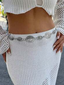 1pc Women's Fashion Metal Body Chain Belt, Vintage Bohemian , Matching Dresses And Suits - 銀色 - 查看 2