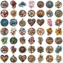 Transparent Vintage Gear Wheel Stickers For Scrapbooking PET Gear Stickers Vintage Craft Colorful For Journaling Scrapbooking Clear Flower Decals (Gold) - Gold - View 6