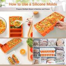 1/2 Cup Silicone Freezer Molds With Lid, 2-Pack Silicone Freezer Trays For Soup, Sauce & Broth – Meal Prep Containers, Large Ice Cube Tray, Oven & Dishwasher - 2 màu xanh hồ + 2 màu xanh lá cây - Xem 5