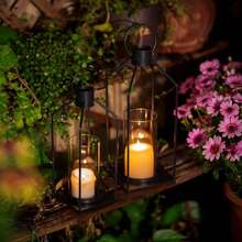 Pair Of Elegant Glass Hurricane Candle Holders For Halloween Outdoor And Fireplace Settings, Ideal For Enhancing Front Porch Ambiance In Black - Multicolor - View 3
