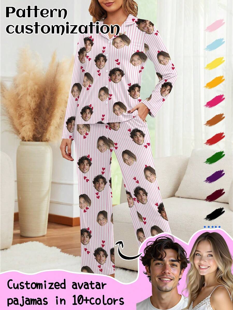 Printstory Custom Women's Pajama Set, Can Print Any Design, Personalized And Unique Gift, Perfect For Family, Friends, And Holiday Parties - White - View 1