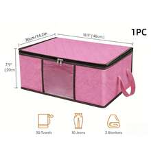 Non-Woven Fabric Storage Bag With Zipper And Handles, Space-Saving Collapsible Square Organizer For Clothes, Blankets, Comfortable, Classic Design, Sturdy Construction, Tear-Resistant Material, Home Goods, Stackable Organizer, Clothing Storage, Small Space Living - Multicolor - View 10