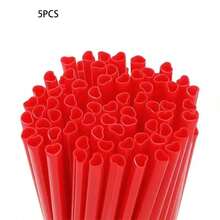5pcs/Pack Reusable Pink/Red Heart Shaped Plastic Straws, Cute Heart Straws Suitable For Valentine's Day, Birthday Party, Bridal Shower, Wedding, Kitchen, Christmas Gift - Multicolor - View 12