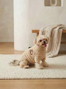 PETSIN 宠物衣服，宠物外套，小型犬保暖抓绒连体衣，适合冬季穿着 - 彩色 - 查看 5