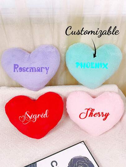 Customizable Heart-Shaped Plush Pillow, Bedroom Headboard Pillow. Non-Removable, Made Of Soft Material, Suitable For Decorating Sofas And Beds. Personalized Sofa Pillow, Car Interior Decoration, Bedroom Decor. A Festive Gift For Family And Friends.
