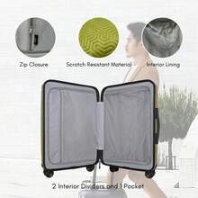 JLY 3-Piece Luggage Set Hard Shell Suitcases ABS+PC, Spinner Wheels, TSA Lock, Lightweight Travel Set - 酪梨綠 - 查看 8