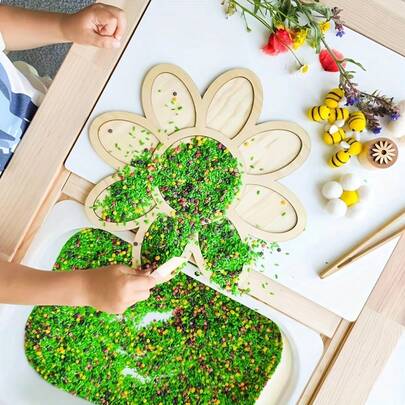 1 pieza Bandeja de madera grande con flores y mariposas en estilo clásico - Efecto artesanal 3D estereoscópico, Juego de mesa multiusos, Decoración de mariposas
