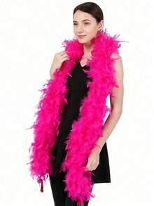 1pc 6.6ft Colorful Artificial Feather Scarf, Suitable For Women, Can Be Used For Dancing, Wedding, Party, Halloween, Stage Decoration, Festival Party Headwear, Clothing Accessory, Scarf Decoration, Ideal Gift For Birthday Party, Halloween, Christmas, Dance Wedding, Stage Performance, Carnival Costume And Accessories, Party Supplies - Multicolor - View 14
