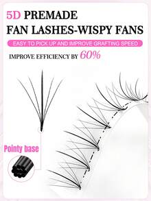 300Fans 5D Premade Volume 0.07mm Pointy Base Russian Eyelash Extensions Wispy Volume Faux Mink Lashes Wholesale - 黑色 - 查看 4