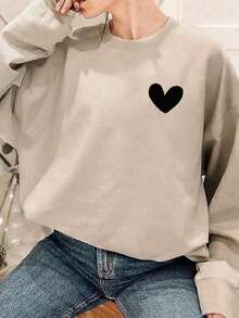 Valentine Outfits For Women2026Wonderful Day Kind, Positive Letter Graphic Cute Women Oversized Crew Neck Long Sleeve Casual Sweatshirt, Autumn/Wintervalentine's Day Valentines Clothes - 紅色 - 查看 7