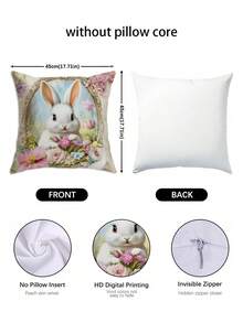 1/2/4件装复活节兔子花卉印花枕套，节日装饰靠垫套，不含枕芯，适用于客厅、沙发、门廊、户外等场所。 - 彩色 - 查看 7