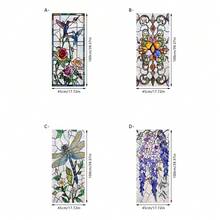 Bộ 1/4 phim dán kính màu sắc phong cách Bohemian với họa tiết chim ruồi và chuồn chuồn, dán tĩnh điện, bảo vệ sự riêng tư, thu năng lượng mặt trời, trang trí nhà cửa, nhà bếp, phòng tắm, hình lăng kính cầu vồng. - Nhiều màu - Xem 4
