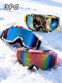 多副装彩色镜框泡沫衬垫软滑雪镜套装，男女通用 - 适用于户外滑雪、雪地摩托、单板滑雪、徒步旅行和其他冬季运动 - 彩色 - 查看 14