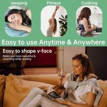Sangle de levage du visage en forme de V en graphène, taille ajustable, respirante, réutilisable pour hommes et femmes - Noir - Voir 5
