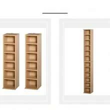 204 CD Media Display Shelf Unit Set Of 2 Blu-Ray Tower Rack W/Adjustable Shelves Bookcase Storage Organiser, Natural Wood Colour - Natural Wood - View 5