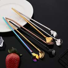 8 piezas de pajitas de metal largas de acero inoxidable con 2 cepillos de limpieza, accesorios para bebidas deé, café, bar, cocina y fiestas - Oro - Ver 6