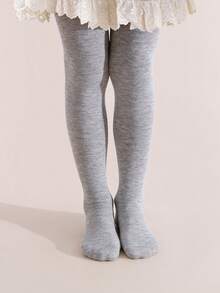 3 Pairs Girls' Solid Color Tights, Suitable For Daily Life, Simple And Versatile Gray Leggings, Very Suitable For Girls To Wear With School Uniforms - Multicolor - View 6