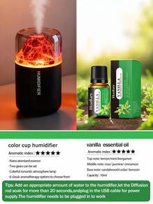 1个180毫升彩色火山加湿器，USB供电，两种工作模式，7色LED灯，自动关机，静音喷雾，家用空气清新剂，火山效果香薰机，适用于房间装饰、办公室、客厅、书桌、汽车，送给她的绝佳礼物