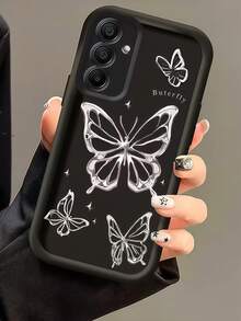 1 pezzo Custodia per telefono cellulare minimalista e creativa, di alta qualità e carina, accessori compatibili con S25Ultra/S25Plus/S25/S25FE/S24Ultra/S24Plus/S24/S24FE/S23Ultra/S23FE/S23/S23+/S22Ultra/S22/S22+/S21Ultra/S21FE/S21/S21+/S20Ultra/S20FE/S20/S20+/A73/A72/A55/A54/A53/A52, Redmi Note 14 Pro+ 5G, P30, Honor X6b, OPPO A74, Realme C53, Realme Narzo N53, design a 2D con occhio di farfalla carino e sfumato - nero - Visualizzare 1